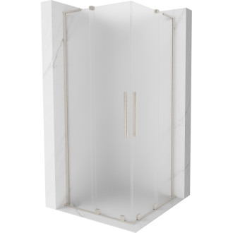 Mexen Velar L Duo posuvný sprchovací kút 90 x 90 cm, matná farba, kartáčovaný nikel - 871-090-090-02-33-97
