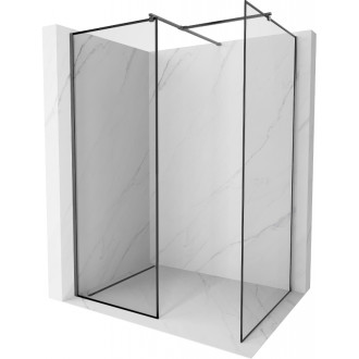 Mexen Kioto Sprchová zástena 150 x 90 cm, čierny rám, kartáčovaná pištoľovo sivá - 800-150-202-66-70-090