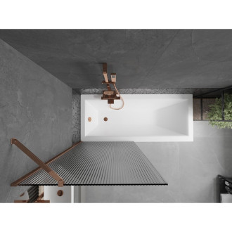 Vanová zástěna Mexen Next s jedním křídlem 80 x 150 cm, pruhy, růžové zlato - 895-080-000-00-09-60