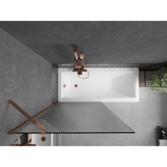 Vanová zástěna Mexen Next s jedním křídlem 90 x 150 cm, pruhy, růžové zlato - 895-090-000-00-09-60