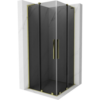 Mexen Velar L Duo posuvný sprchovací kút 80 x 80 cm, grafit, zlatá - 871-080-080-02-43-50