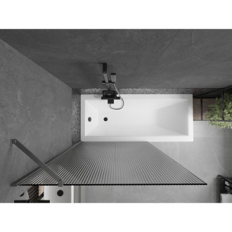 Vanová zástěna Mexen Next s jedním křídlem 100 x 150 cm, pruhy, kartáčovaná pistolově šedá - 895-100-000-00-09-66