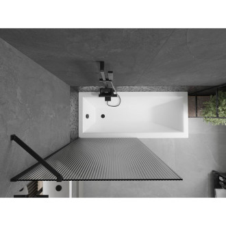 Vanová zástěna Mexen Next s jedním křídlem 90 x 150 cm, pruhy, černá - 895-090-000-00-09-70