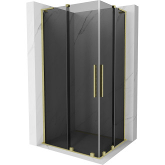Mexen Velar L Duo posuvný sprchovací kút 90 x 80 cm, grafit, kartáčované zlato - 871-090-080-02-43-55