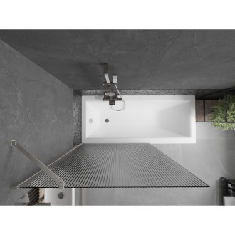 Vanová zástěna Mexen Next s jedním křídlem 100 x 150 cm, pruhy, kartáčovaný nikl - 895-100-000-00-09-97