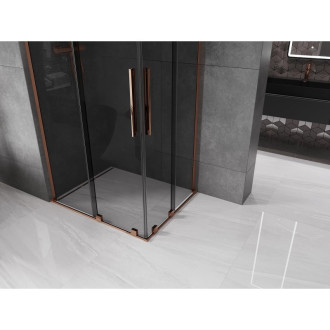 Mexen Velar L Duo posuvný sprchový kout 90 x 80 cm, grafit, růžové zlato - 871-090-080-02-43-60