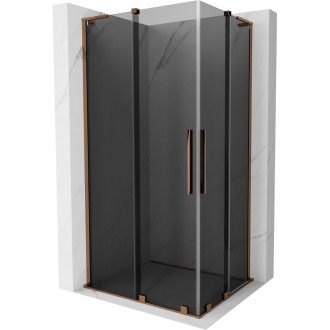 Mexen Velar L Duo posuvný sprchový kout 100 x 90 cm, grafit, růžové zlato - 871-100-090-02-43-60