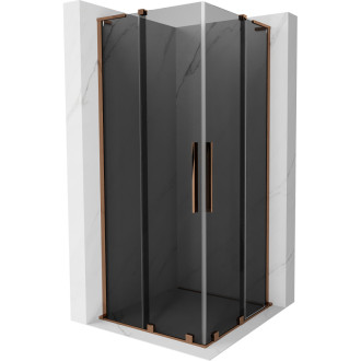 Mexen Velar L Duo posuvný sprchový kout 100 x 100 cm, grafit, růžové zlato - 871-100-100-02-43-60