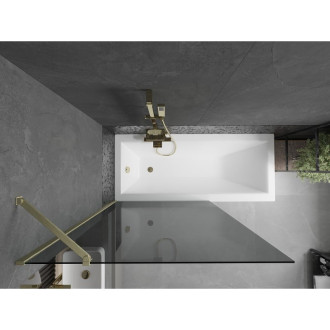 Vanová zástěna Mexen Next s jedním křídlem 100 x 150 cm, grafit, kartáčované zlato - 895-100-000-00-40-55