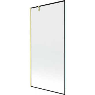 Vaňová zástena Mexen Next s jedným krídlom 90 x 150 cm, čierny rám, kartáčované zlato - 895-090-000-00-70-55