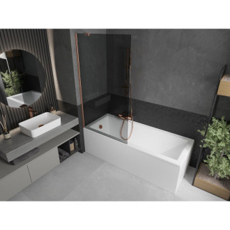 Vanová zástěna Mexen Next s jedním křídlem 90 x 150 cm, grafit, kartáčovaná měď - 895-090-000-00-40-65