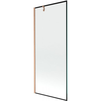 Vaňová zástena Mexen Next s jedným krídlom 80 x 150 cm, čierny rám, kartáčovaná meď - 895-080-000-00-70-65