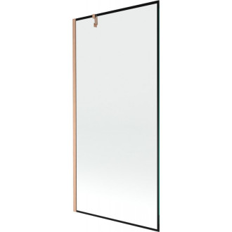 Vaňová zástena Mexen Next s jedným krídlom 90 x 150 cm, čierny rám, kartáčovaná meď - 895-090-000-00-70-65