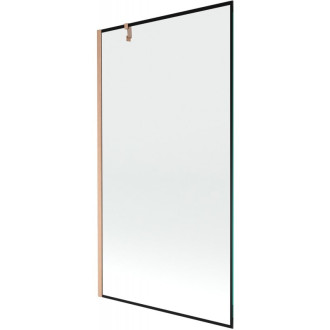 Vaňová zástena Mexen Next s jedným krídlom 100 x 150 cm, čierny rám, kartáčovaná meď - 895-100-000-00-70-65