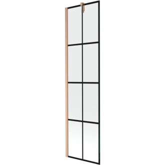 Vaňová zástena Mexen Next s jedným krídlom 50 x 150 cm, čierna mriežka, kartáčovaná meď - 895-050-000-00-77-65