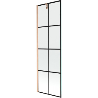 Vaňová zástena Mexen Next s jedným krídlom 60 x 150 cm, čierna mriežka, kartáčovaná meď - 895-060-000-00-77-65