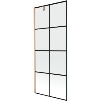 Vaňová zástena Mexen Next s jedným krídlom 80 x 150 cm, čierna mriežka, kartáčovaná meď - 895-080-000-00-77-65