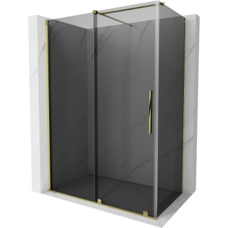 Posuvný sprchovací kút Mexen Velar 160 x 75 cm, grafit, zlatá - 871-160-075-41-50
