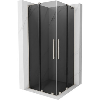 Mexen Velar L Duo posuvný sprchovací kút 90 x 90 cm, grafit, kartáčovaný nikel - 871-090-090-02-43-97