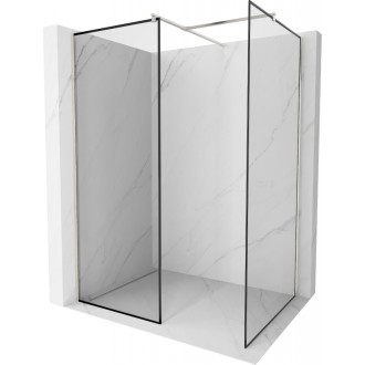 Mexen Kioto Sprchová zástena 90 x 70 cm, čierny rám, kartáčovaný nikel - 800-090-202-97-70-070