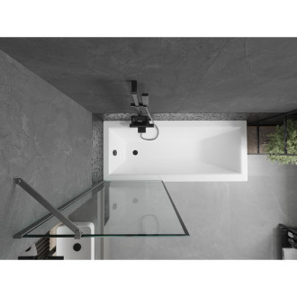 Vanová zástěna Mexen Next s jedním křídlem 70 x 150 cm, černý rám, kartáčovaná pistolově šedá - 895-070-000-00-70-66