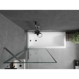 Vanová zástěna Mexen Next s jedním křídlem 80 x 150 cm, černý rám, kartáčovaná pistolově šedá - 895-080-000-00-70-66