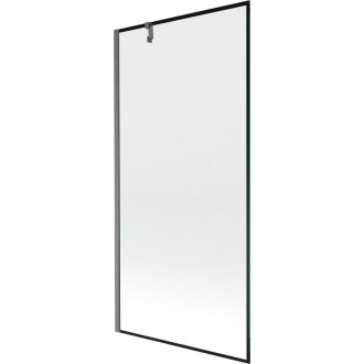 Vaňová zástena Mexen Next s jedným krídlom 90 x 150 cm, čierny rám, kartáčovaná pištoľovo sivá - 895-090-000-00-70-66