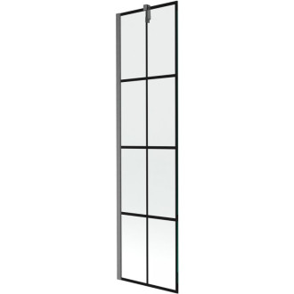 Vaňová zástena Mexen Next s jedným krídlom 50 x 150 cm, čierna kockovaná, kartáčovaná pištoľovo sivá - 895-050-000-00-77-66