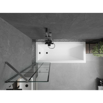 Vanová zástěna Mexen Next s jedním křídlem 50 x 150 cm, černá kostkovaná, kartáčovaná pistolově šedá - 895-050-000-00-77-66