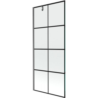 Vaňová zástena Mexen Next s jedným krídlom 80 x 150 cm, čierna kockovaná, kartáčovaná pištoľovo šedá - 895-080-000-00-77-66