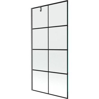 Vaňová zástena Mexen Next s jedným krídlom 90 x 150 cm, čierna kockovaná, kartáčovaná pištoľovo sivá - 895-090-000-00-77-66