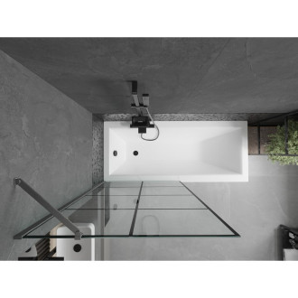 Vanová zástěna Mexen Next s jedním křídlem 90 x 150 cm, černá kostkovaná, kartáčovaná pistolově šedá - 895-090-000-00-77-66