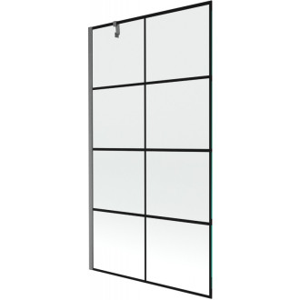 Vaňová zástena Mexen Next s jedným krídlom 100 x 150 cm, čierna kockovaná, kartáčovaná pištoľovo šedá - 895-100-000-00-77-66