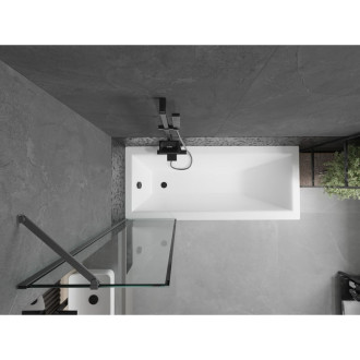 Vanová zástěna Mexen Next s jedním křídlem 50 x 150 cm, černý rám, stříbrná - 895-050-000-00-70-95