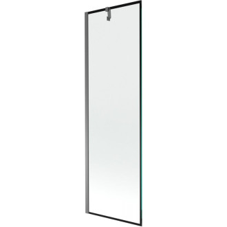 Vaňová zástena Mexen Next s jedným krídlom 60 x 150 cm, čierny rám, strieborná - 895-060-000-00-70-95