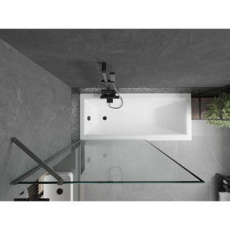 Vanová zástěna Mexen Next s jedním křídlem 100 x 150 cm, černý rám, stříbrná - 895-100-000-00-70-95