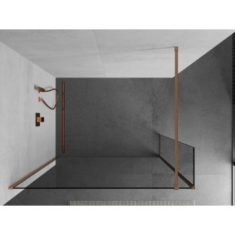 Mexen Kioto Sprchová zástena 160 x 30 cm, priehľadná, kartáčovaná meď - 800-160-212-65-00-030