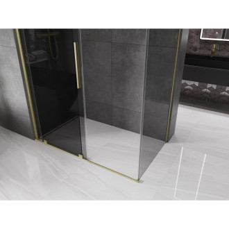 Posuvný sprchový kout Mexen Velar 140 x 70 cm, grafit, kartáčované zlato - 871-140-070-41-55