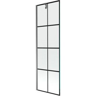 Vaňová zástena Mexen Next s jedným krídlom 60 x 150 cm, čierna mriežka, strieborná - 895-060-000-00-77-95