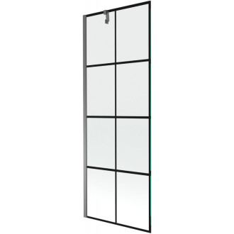 Vaňová zástena Mexen Next s jedným krídlom 70 x 150 cm, čierna mriežka, strieborná - 895-070-000-00-77-95