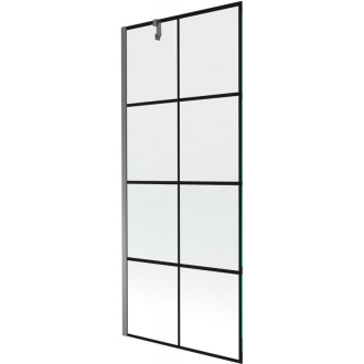 Vaňová zástena Mexen Next s jedným krídlom 80 x 150 cm, čierna mriežka, strieborná - 895-080-000-00-77-95