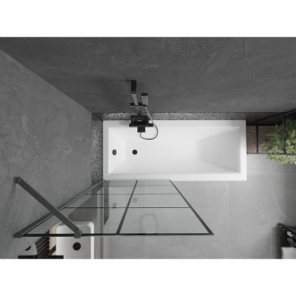 Vanová zástěna Mexen Next s jedním křídlem 80 x 150 cm, černá mřížka, stříbrná - 895-080-000-00-77-95