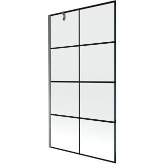 Vaňová zástena Mexen Next s jedným krídlom 100 x 150 cm, čierna mriežka, strieborná - 895-100-000-00-77-95