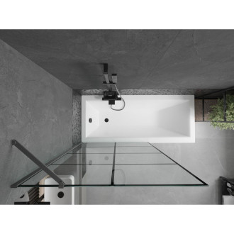 Vanová zástěna Mexen Next s jedním křídlem 100 x 150 cm, černá mřížka, stříbrná - 895-100-000-00-77-95