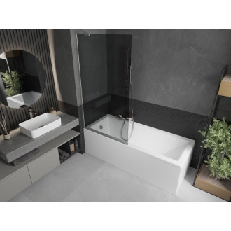 Vanová zástěna Mexen Next s jedním křídlem 90 x 150 cm, grafit, kartáčovaný nikl - 895-090-000-00-40-97