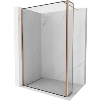 Mexen Kioto Sprchová zástena 130 x 40 cm, čierny rám, kartáčovaná meď - 800-130-212-65-70-040