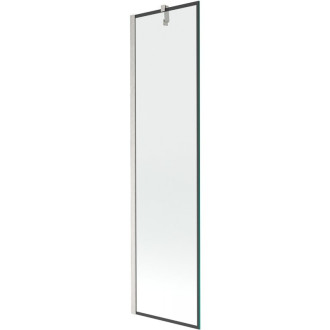 Vaňová zástena Mexen Next s jedným krídlom 50 x 150 cm, čierny rám, kartáčovaný nikel - 895-050-000-00-70-97