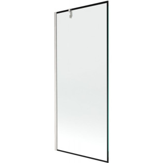 Vaňová zástena Mexen Next s jedným krídlom 80 x 150 cm, čierny rám, kartáčovaný nikel - 895-080-000-00-70-97