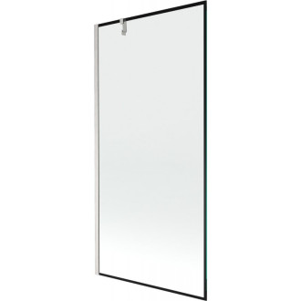 Vaňová zástena Mexen Next s jedným krídlom 90 x 150 cm, čierny rám, kartáčovaný nikel - 895-090-000-00-70-97