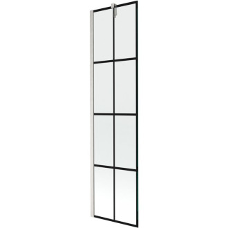 Vaňová zástena Mexen Next s jedným krídlom 50 x 150 cm, čierna mriežka, kartáčovaný nikel - 895-050-000-00-77-97